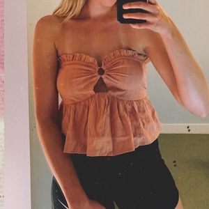 Zaful peachy peplum top with metallic ring detail